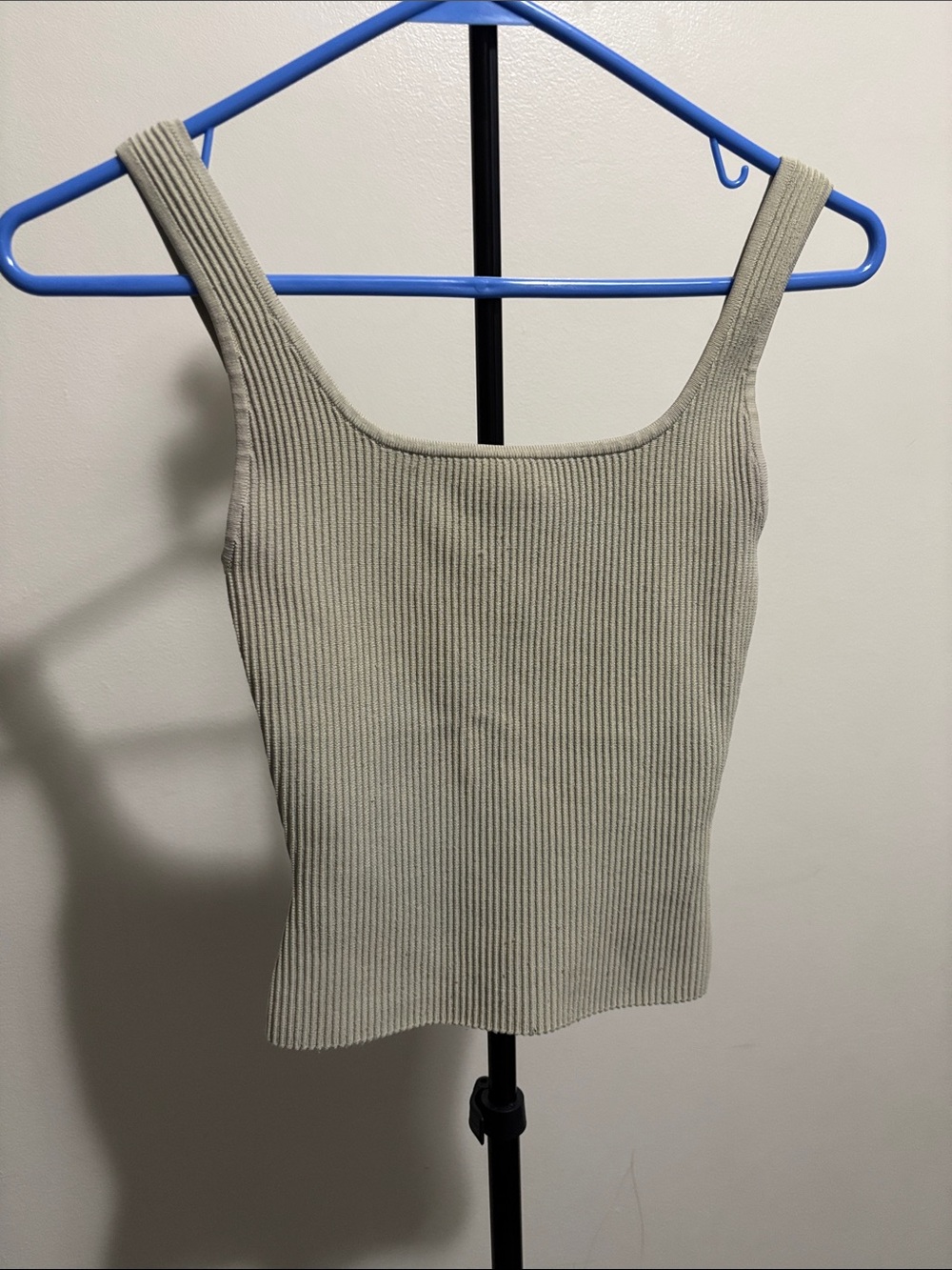Babaton Ribbed Square-Neck Tank Top - Light Sage